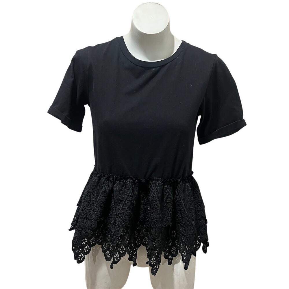 Endless Rose Womens T-Shirt Size S Black Short Sleeve Crew Neck Lace
